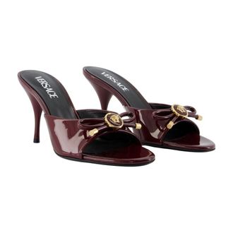 Versace Womens Leather Burgundy Calfskin Mule Heels