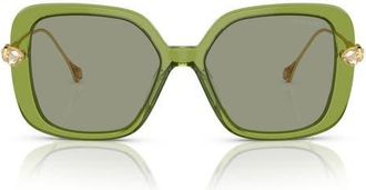 Swarovski 55mm Square Sunglasses in Transparent Green /Green at Nordstrom