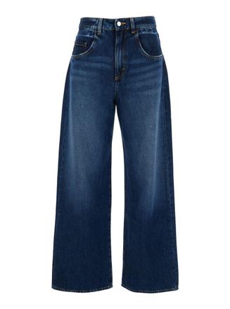 Icon Denim Los Angeles Poppy Blue Jeans With Medium Rise And Logo Patch On The Rear In Denim Woman