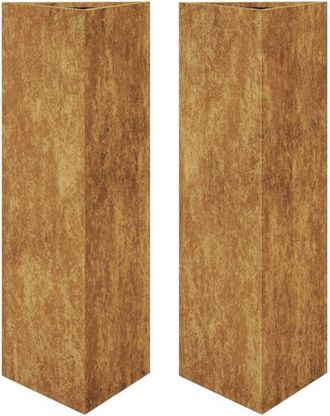 vidaXL Garden Planters 2 pcs Triangular 30x26x75 cm Weathering Steel Vidaxl