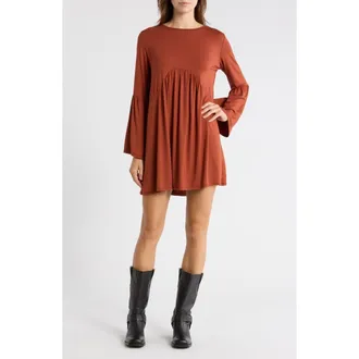 Go Couture Bell Sleeve Swing Dress in Hazelnut at Nordstrom Rack, Size X-Large