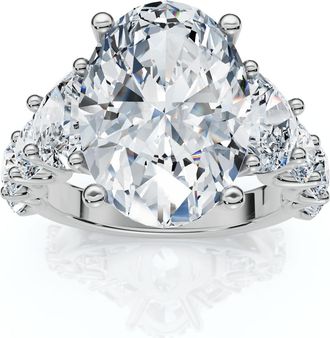 Pompeii3 Certified 7 1/2Ct Laura Diamond Engagement Ring (5Ct Center) 14k Gold Lab Grown