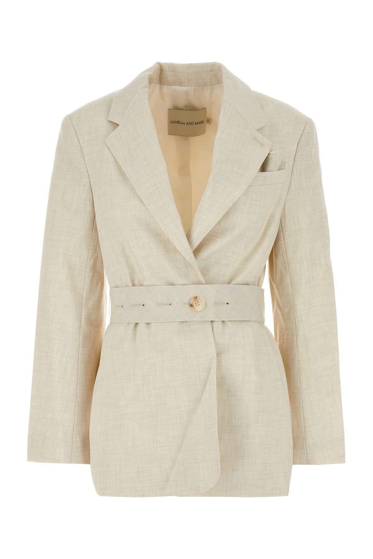 C & M Camilla and Marc Ivory Wool Blend Ash Scarf from