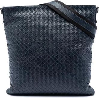 Bottega Veneta Pre-owned Woven Nappa Crossbody - Dames - Vintage Schoudertas - Blauw - ONE Size - Leer - Vintage