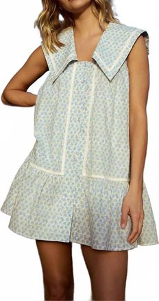 Wishlist Collared Floral Mini Dress In Blue/white