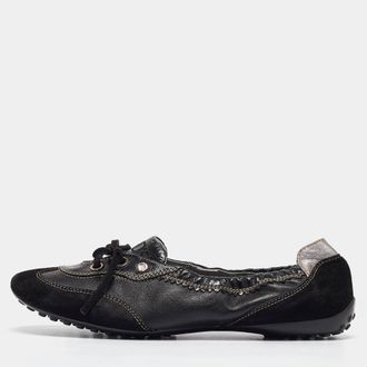 Tod's Tods Black Leather And Suede Ballet Flats