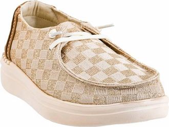 Corkys Footwear Womens Kayak 2 Champagne Check Slip On Shoes In Beige