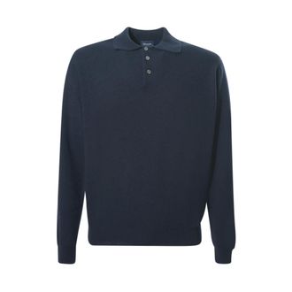 Drumohr Tops, Heren, Blauw, 3Xl, Wol, Polo Shirt met lange mouwen