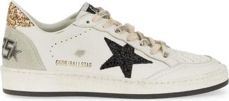 Golden Goose Ballstar Distressed Off-White Leather Sneakers