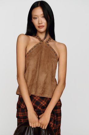 Pilcro Faux Suede Halter Blouse