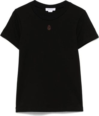 Alexander McQueen Zwart T-shirt met getailleerde stijl - Dames - T-shirts - Zwart - M - Leer - Tops