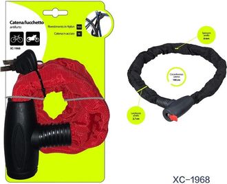 Trade Shop Trade Shop - Catena Lucchetto Antifurto In Acciaio Con Rivestimento In Nylon Moto Bici Xc-1968