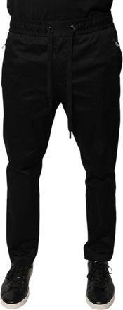 Dolce & Gabbana Mens Casual Straight Leg Trousers - Black Cotton - Size EU 48 (Mens)