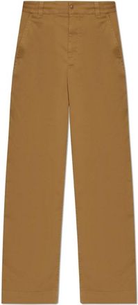 Moncler Broek met logo - Heren - Straight fit broeken - Beige - XL - Katoen - Broeken