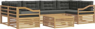 vidaXL Conjunto De Sof&aacute;s De Exterior 7 Uds. Blanco Y Antracita Vidaxl