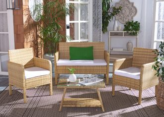 Safavieh Aboka 4 Piece Living Outdoor Set (Indoor / Outdoor)