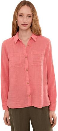 L.L.Bean Cloud Gauze Shirt Long Sleeve Womens Clothing Dark Salmon : LG, Cotton