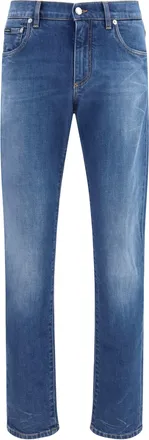 Dolce & Gabbana Mens Jeans Slim Stretch Black Denim Blue Cotton