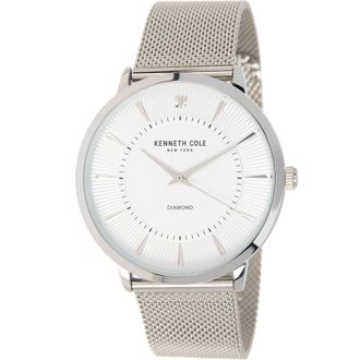 Kenneth Cole KENNETH COLE Mens 3-Hand Diamond Mesh Strap Watch, 45mm in Silver at Nordstrom Rack