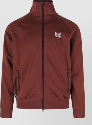 Needles knit sweater ribbed cuffs side pockets stripes