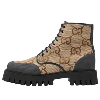 Gucci Lace Up Boot Maxi GG Camel 699970-UKOF0-2590