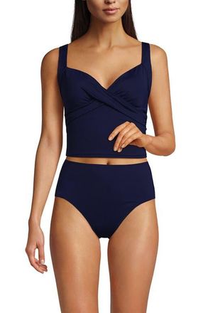 Lands End D-Cup Wirefree Wrap Midkini Swimsuit Top in Deep Sea Navy at Nordstrom, Size 10