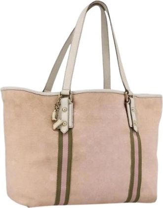 Gucci Pre-owned Vintage GG Canvas Tote Bag - Dames - Vintage Shopper - Beige - ONE Size - Leer - Vintage