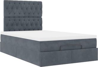vidaXL Vidaxl - Estructura De Cama Otomana Colchones Terciopelo Gris Oscuro