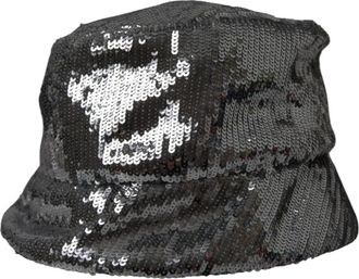 Dolce & Gabbana Zilveren Sequined Nylon Bucket Hat - Heren - Hoeden - Grijs - ONE Size - Nylon - Accessoires