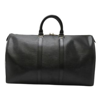 Louis Vuitton Vintage, unisex, Zwart, ONE Size, Leer, Pre-owned Leren Weekendtas