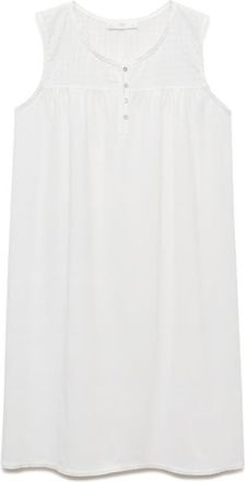 Mango Embroidered Eyelet Yoke Sleeveless Cotton Nightgown in White at Nordstrom, Size Medium