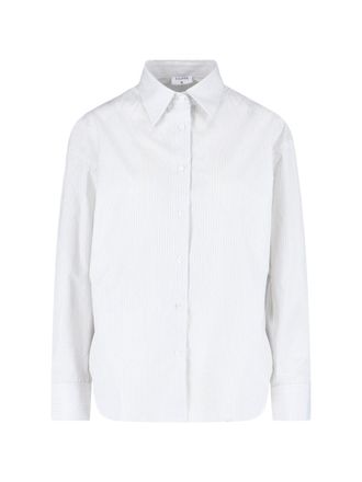 Filippa K White Hourglass Striped Cotton Formal Shirt