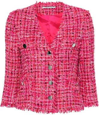 Tagliatore Dharma Tweed Jas - Dames - Blazers - Roze - XS - Tweed - Jassen