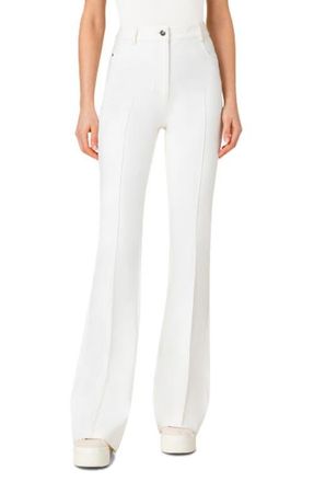 Akris Farid High Waist Cotton & Silk Blend Pants in Ecru at Nordstrom, Size 10