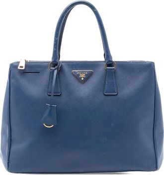 Prada Pre-owned Tote Bags, female, Blue, Size: ONE SIZE Pre-owned Structured Leather Tote