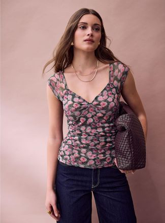 Icone Womens Micromesh ruched T-shirt