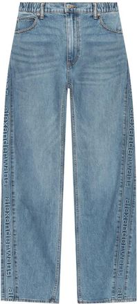 Alexander Wang Joggers A Palloncino In Denim Con Logo In Rilievo-Donna