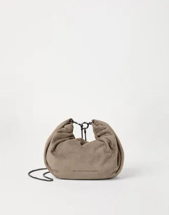 Brunello Cucinelli Light Brown Suede Shoulder Bag