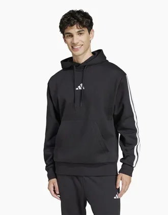 adidas Mens Mens Fleece 3 Stripes Hoodie - Black/Multi - Size: 38