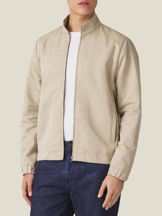 Luca Faloni Sand Linen-Cotton Bomber Jacket