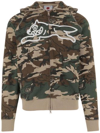 Icecream Camouflage Print Cotton Hoodie With Front Zip Closure