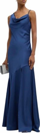 Sachin & Babi Lucy Beaded Cowl-Neck Gown In Indigo