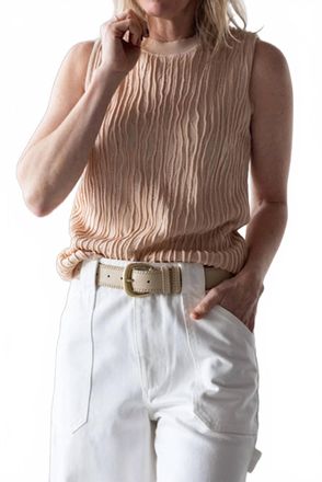 Alysi Maglia Textured Knit Top In Peach