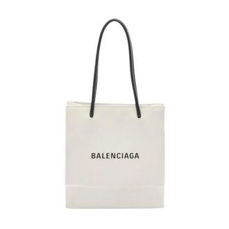 Balenciaga Pre-owned Tote Bags, female, White, Size: ONE SIZE Pre-owned Vintage White Canvas Shopping Bag