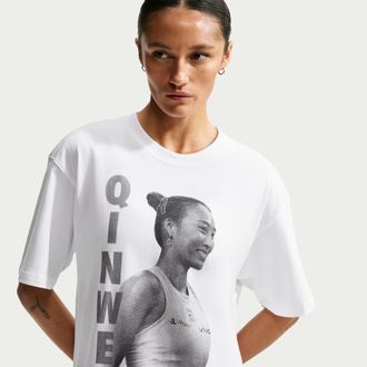Nike Womens Court Qinwen Zheng Tennis T-Shirt in White | IX5735-100