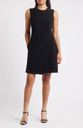 Nic+Zoe Scuba Knit Angled Mini Dress In Black Onyx