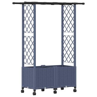 vidaXL Cama Elevada Con Trellis Y Techo Gris 124,5 X 40 X 142 Cm Pp Vidaxl