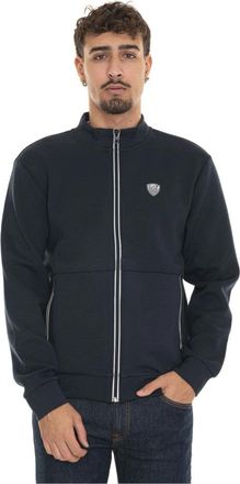 Emporio Armani Contrast Zip Sweatshirt met Zijlogo - Heren - Zomerjassen - Blauw - 2XL - Polyester - Jassen