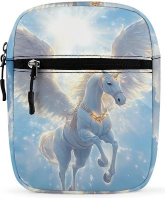Generic Horse with Wings White Trendy Crossbody Bag for Men Women Small Satchel Men Sling Adjustable Shoulder Strap Messenger