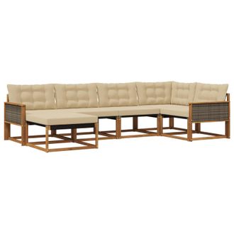vidaXL Conjunto De Sof&aacute;s De Exterior Con Coj&iacute;n 6 Pcs Natural Y Beige Vidaxl